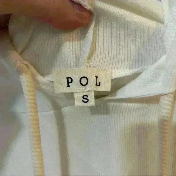 POL White Lightweight Pom Pom Detailed Pattern Oversized Hoodie Size Small - Picture 2 of 5